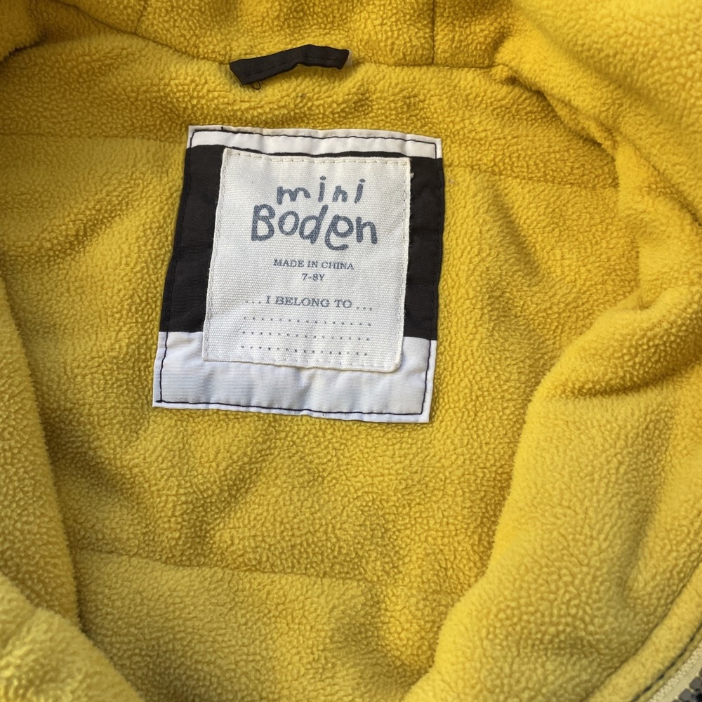 Mini Boden Boys Jacket Coat Parka size 8 Brown white Striped zip button cozy - Picture 8 of 14